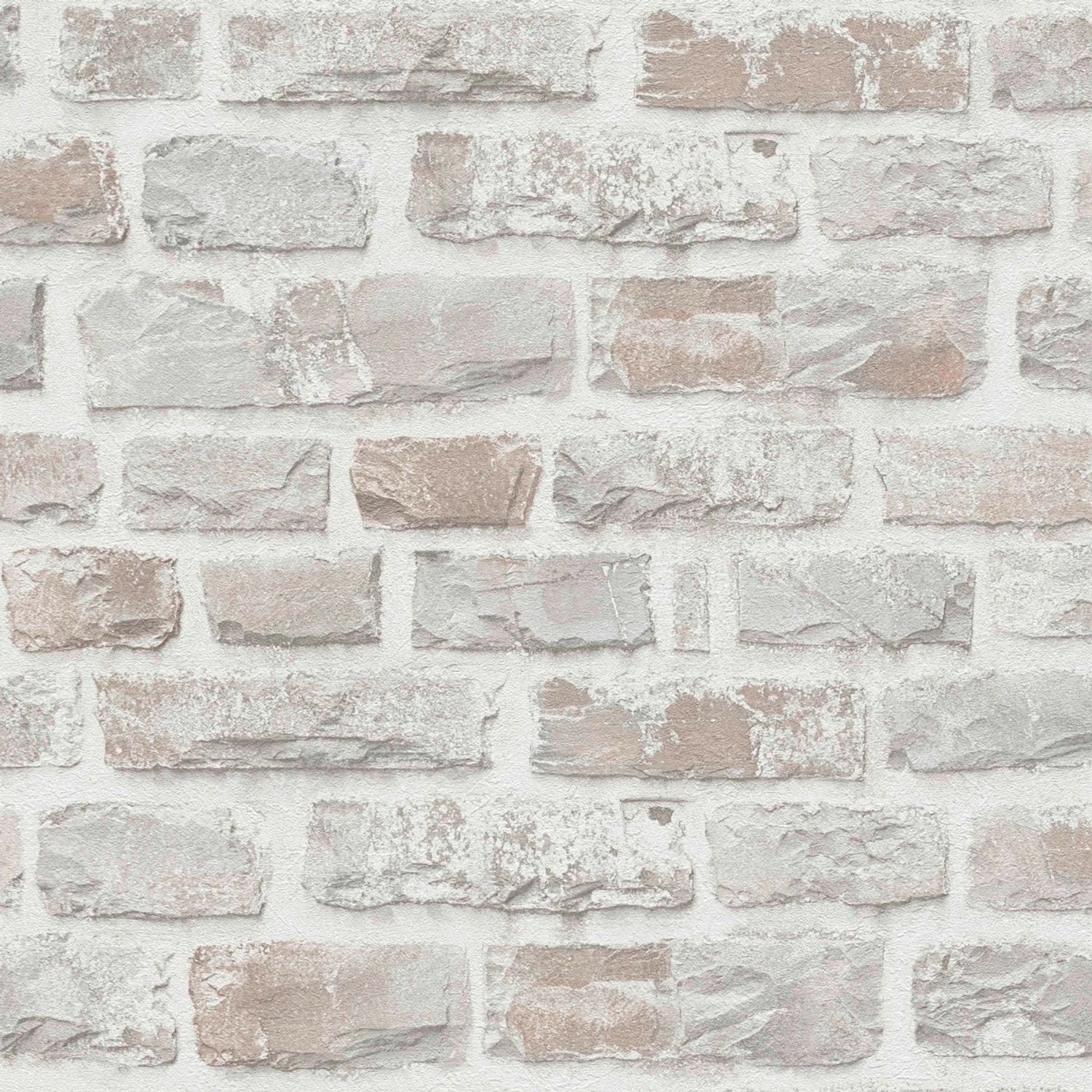 Bricoflor Tapete in Mauer Optik Weiß Beige Ideal für Küche und Flur Steinta günstig online kaufen