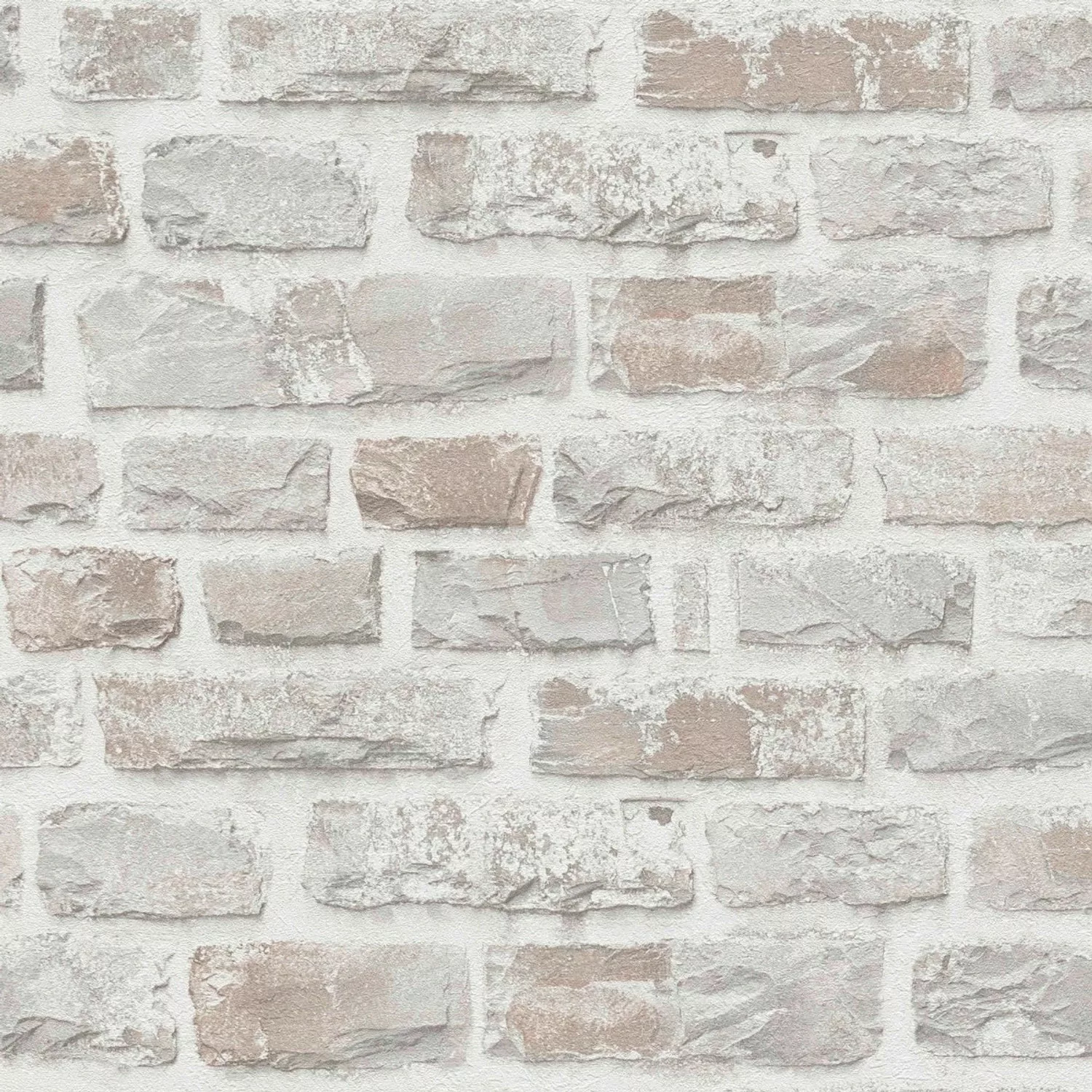 Bricoflor Tapete in Mauer Optik Weiß Beige Ideal für Küche und Flur Steinta günstig online kaufen