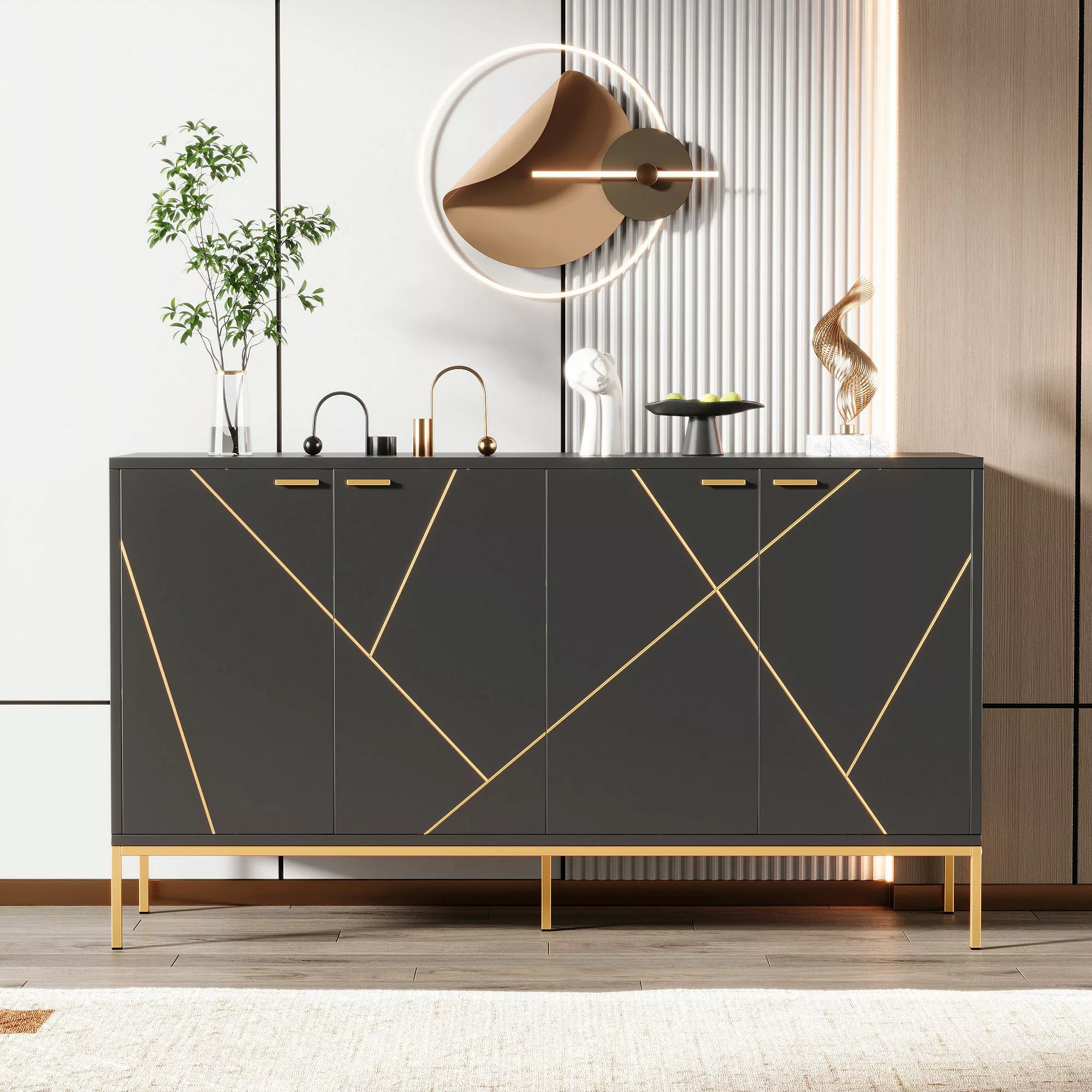 Flieks Sideboard mit 4 Türen (B150/T40/H80 günstig online kaufen