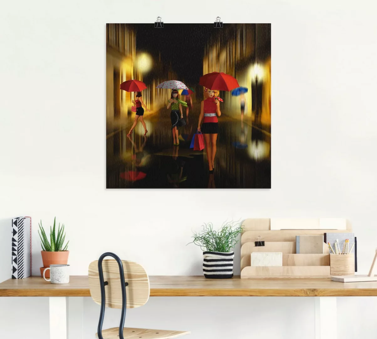 Artland Wandbild "Frauen beim Einkaufen im Regen", Frau, (1 St.), als Alubi günstig online kaufen