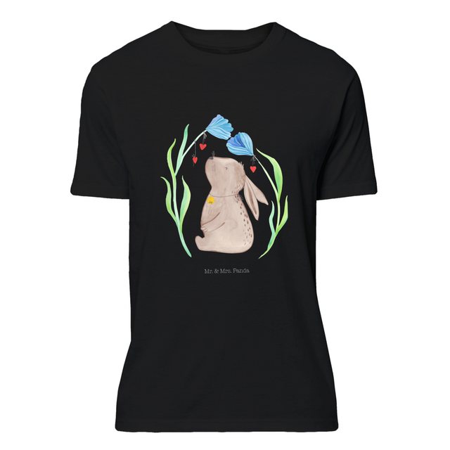 Mr. & Mrs. Panda T-Shirt Hase Blume - Schwarz - Geschenk, Osterdeko, Jungge günstig online kaufen