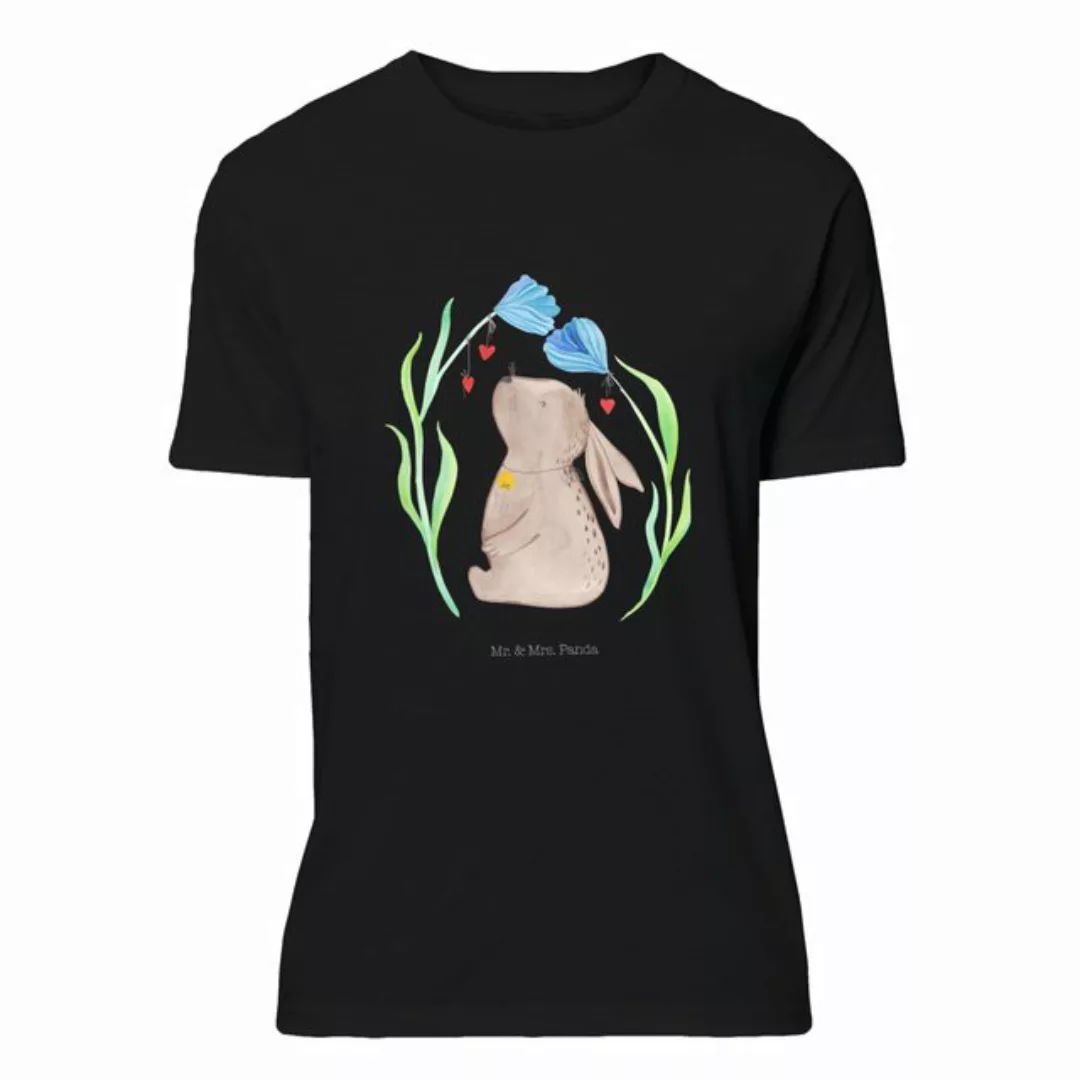 Mr. & Mrs. Panda T-Shirt Hase Blume - Schwarz - Geschenk, Osterdeko, Jungge günstig online kaufen