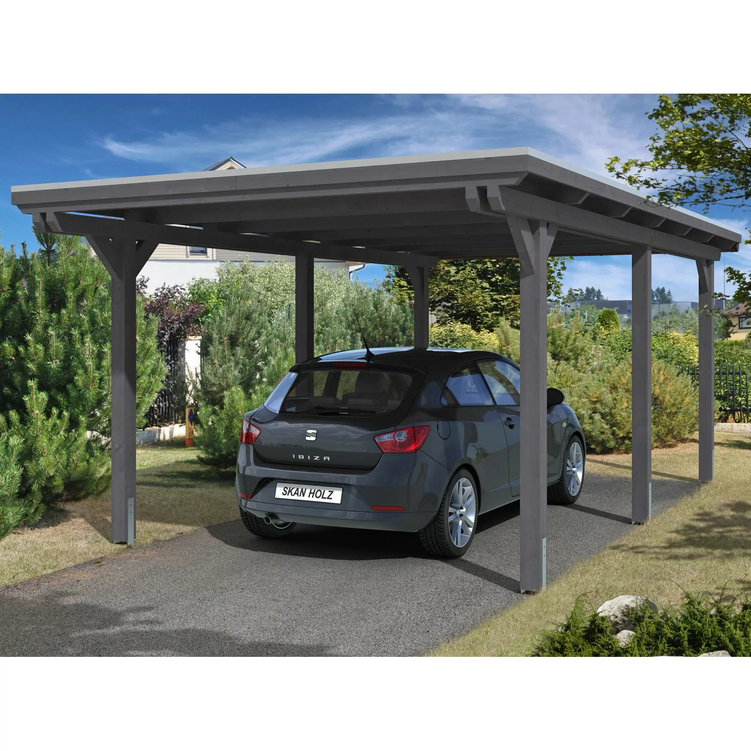 Skan Holz Carport Emsland 354 cm x 604 cm Schiefergrau günstig online kaufen