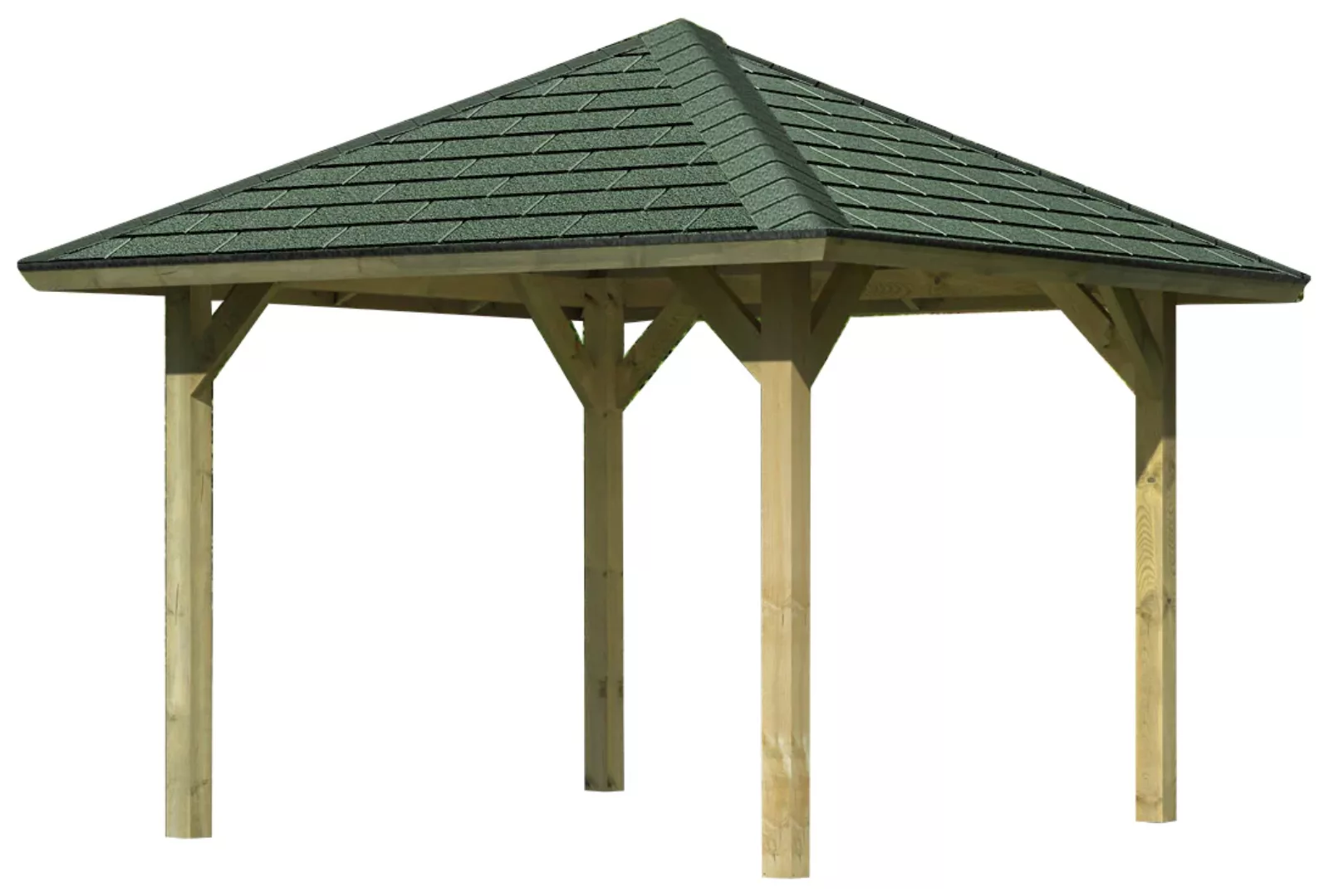 Karibu Pavillon "Bergen 1", (Set), BxTxH: 338x338x290 cm, mit grünen Dachsc günstig online kaufen