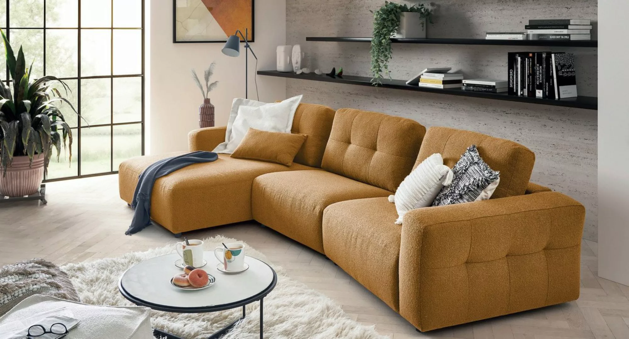 Natur24 Sofa Sofa Nell 147x346 cm schräger 2-Sitzer Loop Rusty Sitzgruppe C günstig online kaufen