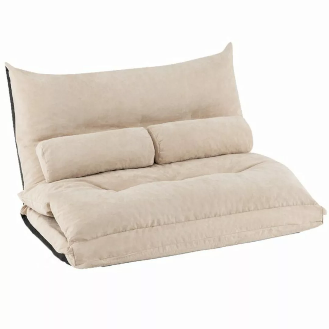 COSTWAY Sofa Bodensofa, verstellbare Rückenlehne, 3in1 Schlafsofa mit Kisse günstig online kaufen