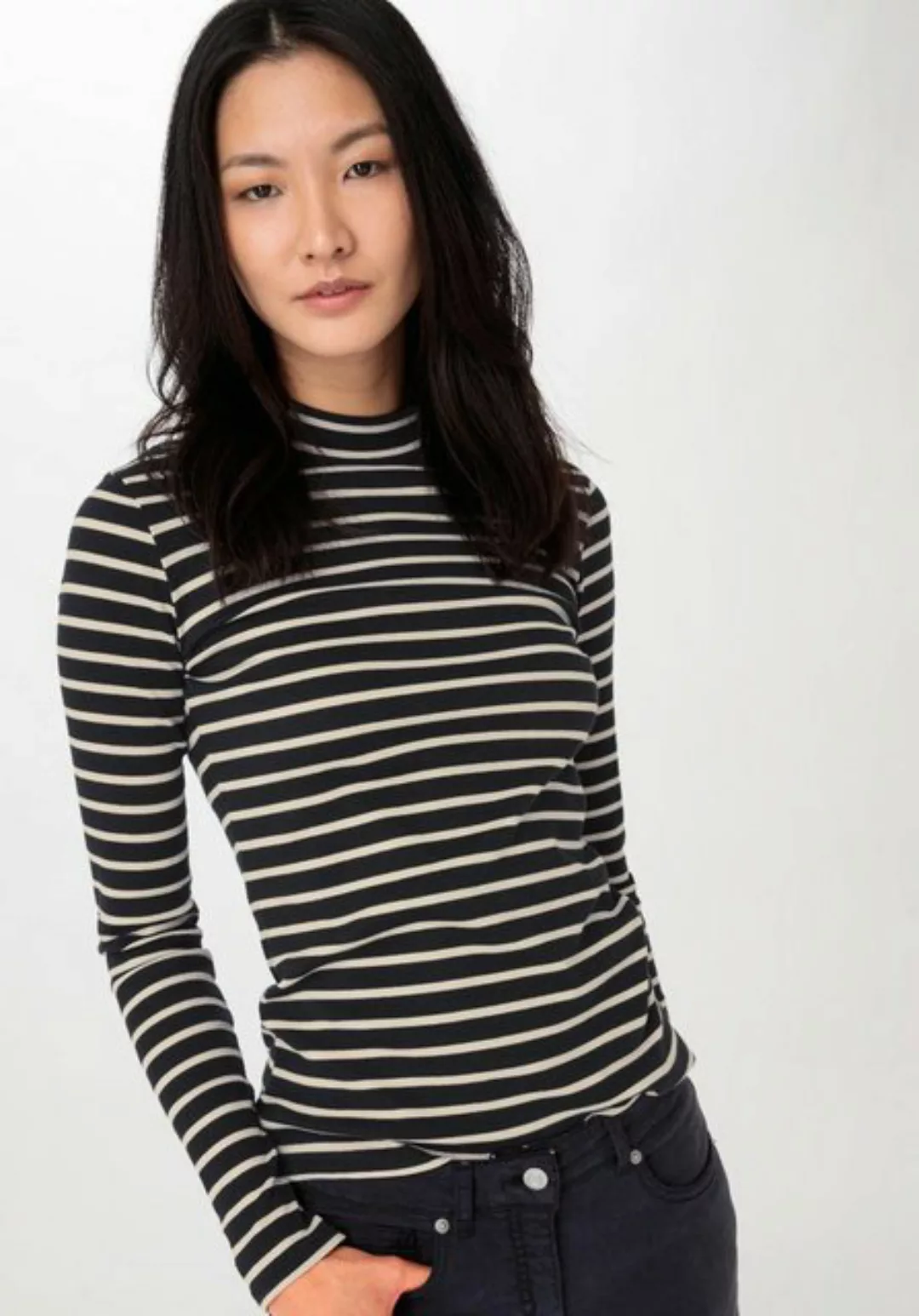 Hessnatur T-Shirt Rib Streifen Slim aus reiner Bio-Baumwolle (1-tlg) günstig online kaufen