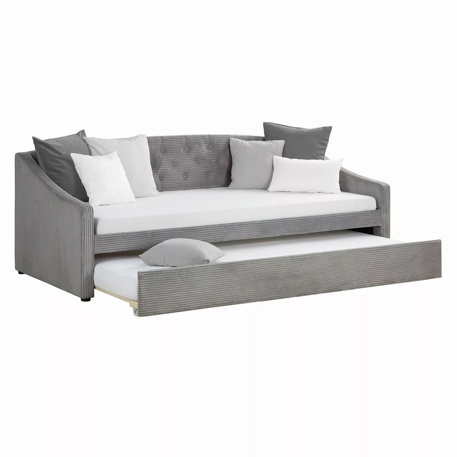 Homestyle4u Polsterbett 90x200 Schlafsofa Cord Grau Tagesbett Ausziehbar 25 günstig online kaufen
