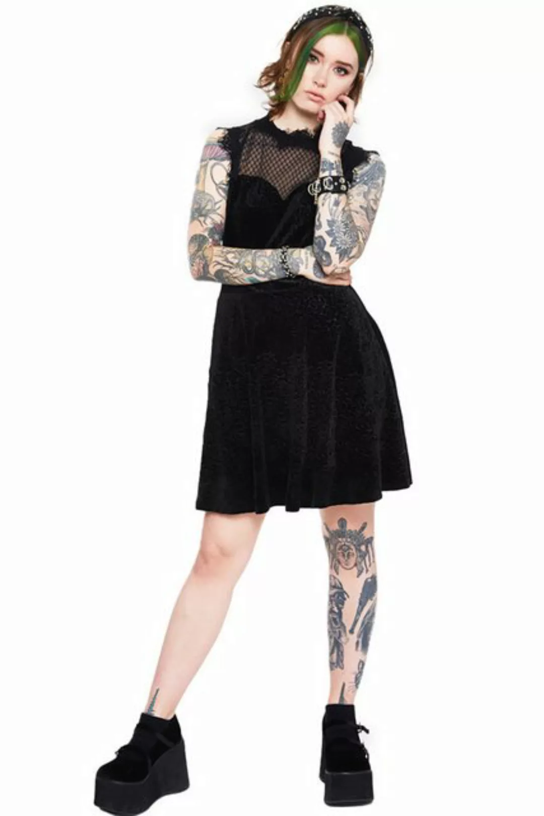 Jawbreaker Minikleid Embroidered Rose Gothic Goth Samt Mesh Spitze Miniklei günstig online kaufen