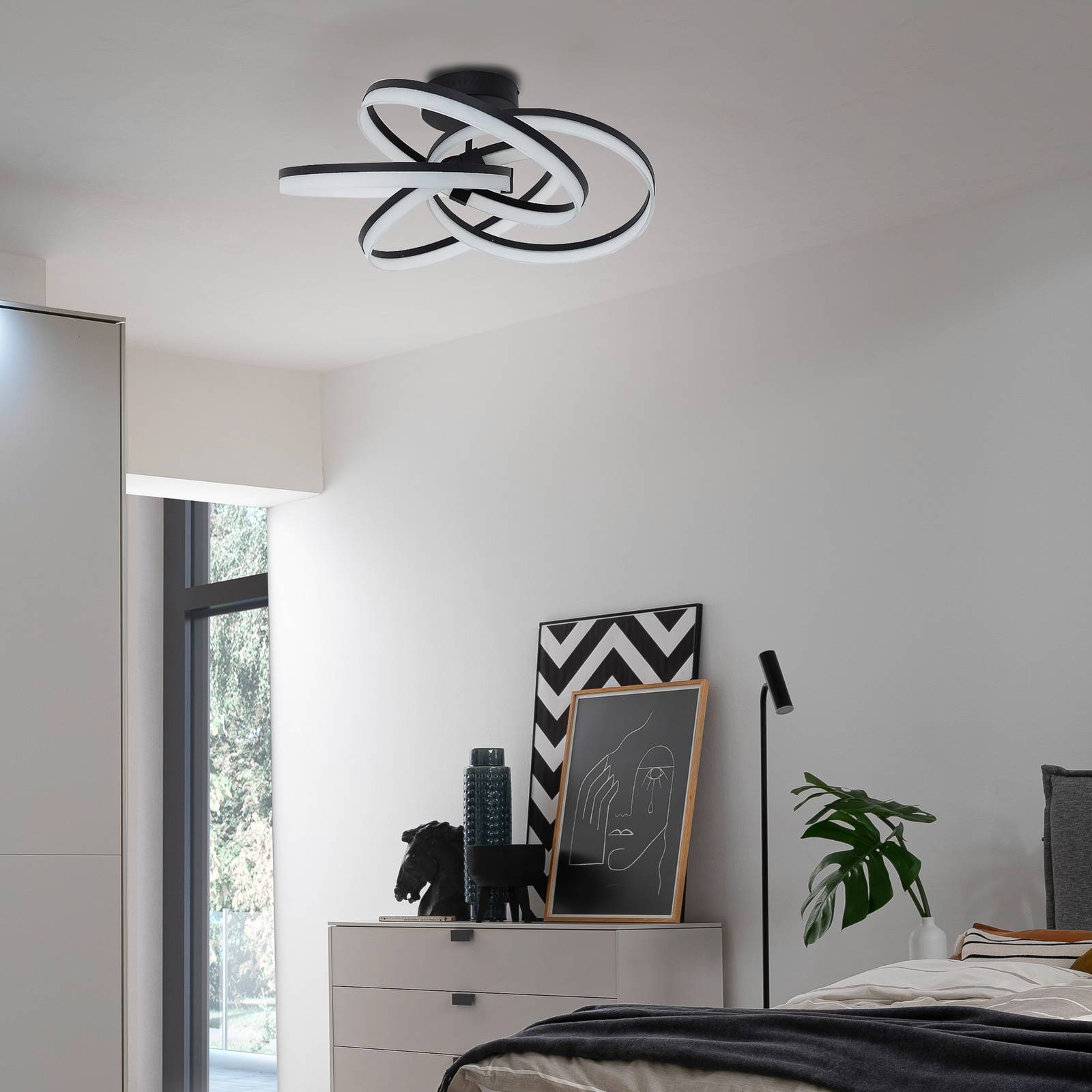 Schöner Wohnen Loop LED-Deckenleuchte CCT schwarz günstig online kaufen