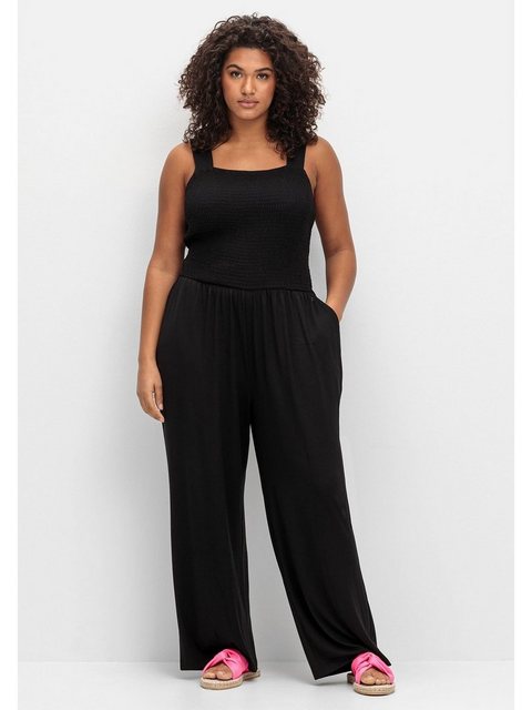 Sheego Jumpsuit "Große Größen", mit Smok-Oberteil und weitem Bein günstig online kaufen