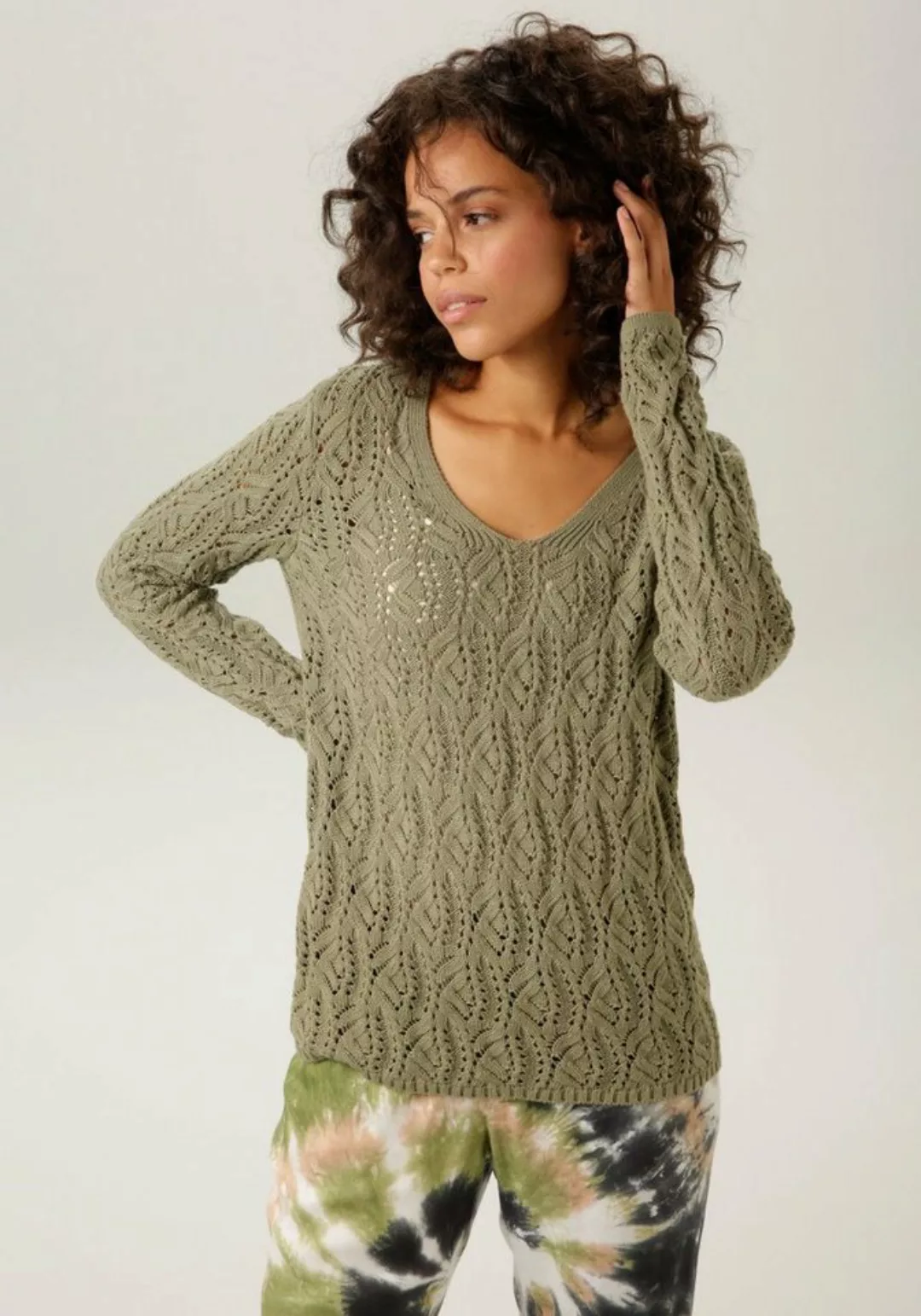 Aniston CASUAL Strickpullover mit trendigem Ajour-Muster günstig online kaufen