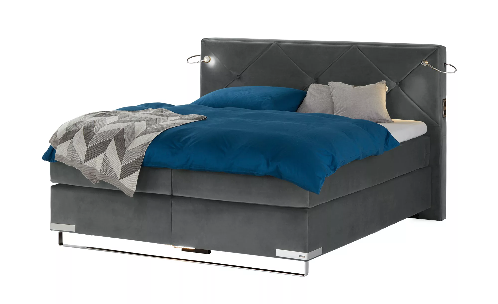 Gallery M Boxspringbett Premiumversion Dubai - grau - 217 cm - 124 cm - Bet günstig online kaufen