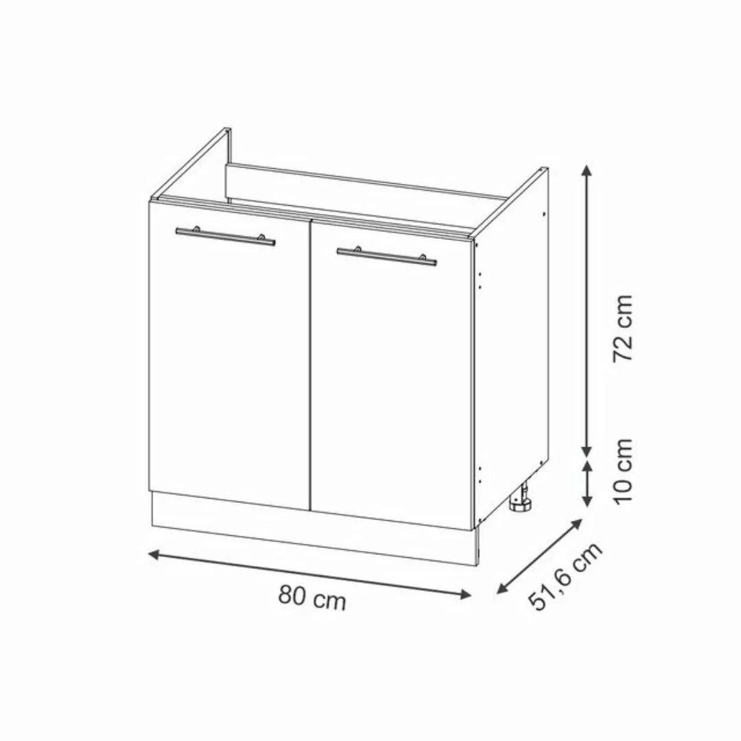 Vicco Spülenunterschrank Fame-Line, Dunkelblau Hochglanz/Anthrazit, 80 cm o günstig online kaufen