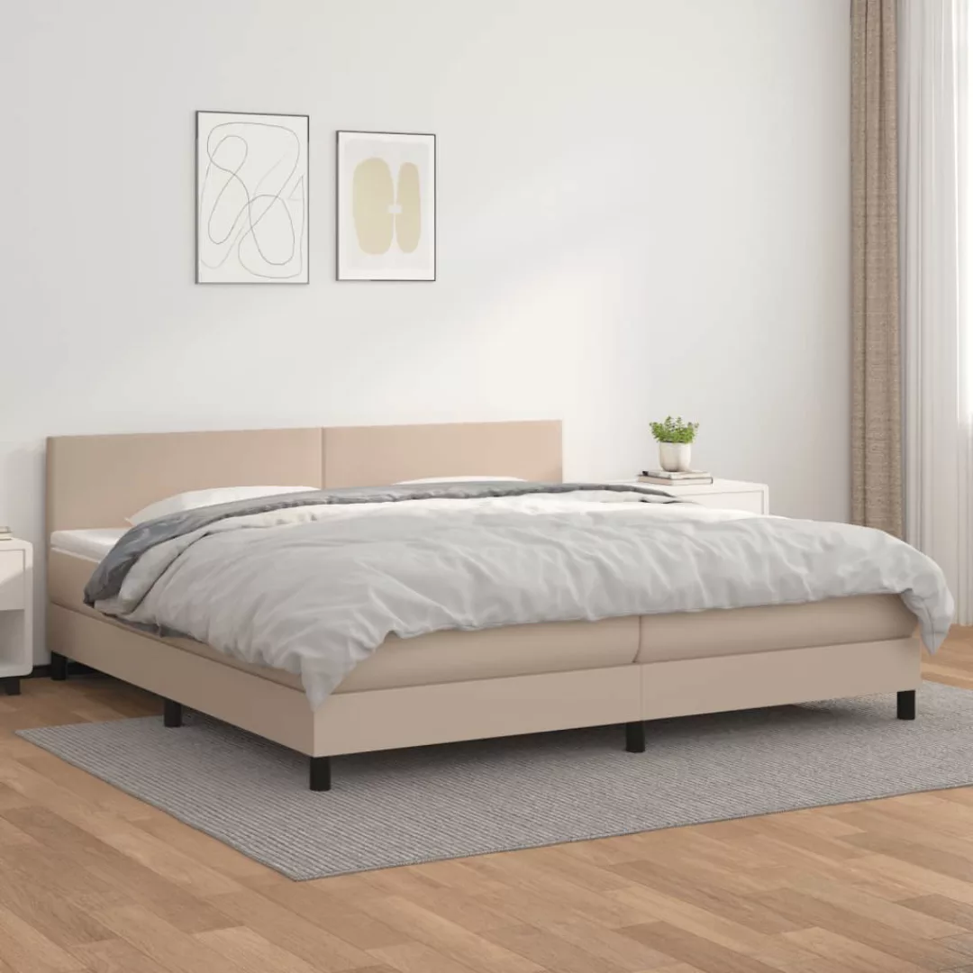 vidaXL Bettgestell Boxspringbett Matratze Cappuccino-Braun 200x200cm Kunstl günstig online kaufen