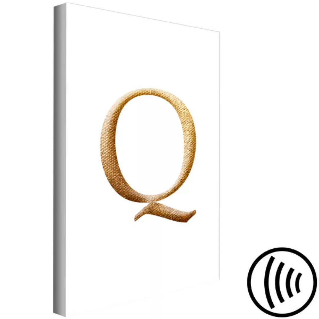 Wandbild Q - minimalistischer, goldener Buchstabe mit Faktur-Imitaiton XXL günstig online kaufen
