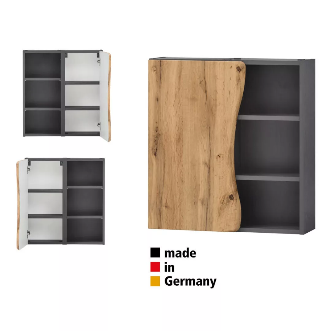 Lomadox Badezimmer Hängeschrank mit Regal KAHLA-03 in graphit mit Front in günstig online kaufen