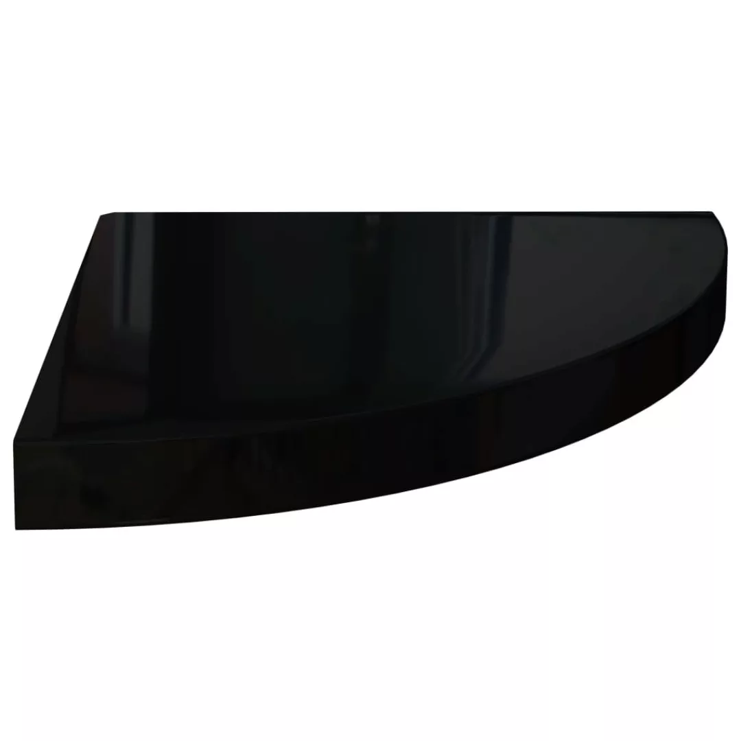 Eck-schweberegal Hochglanz-schwarz 35x35x3,8 Cm Mdf günstig online kaufen
