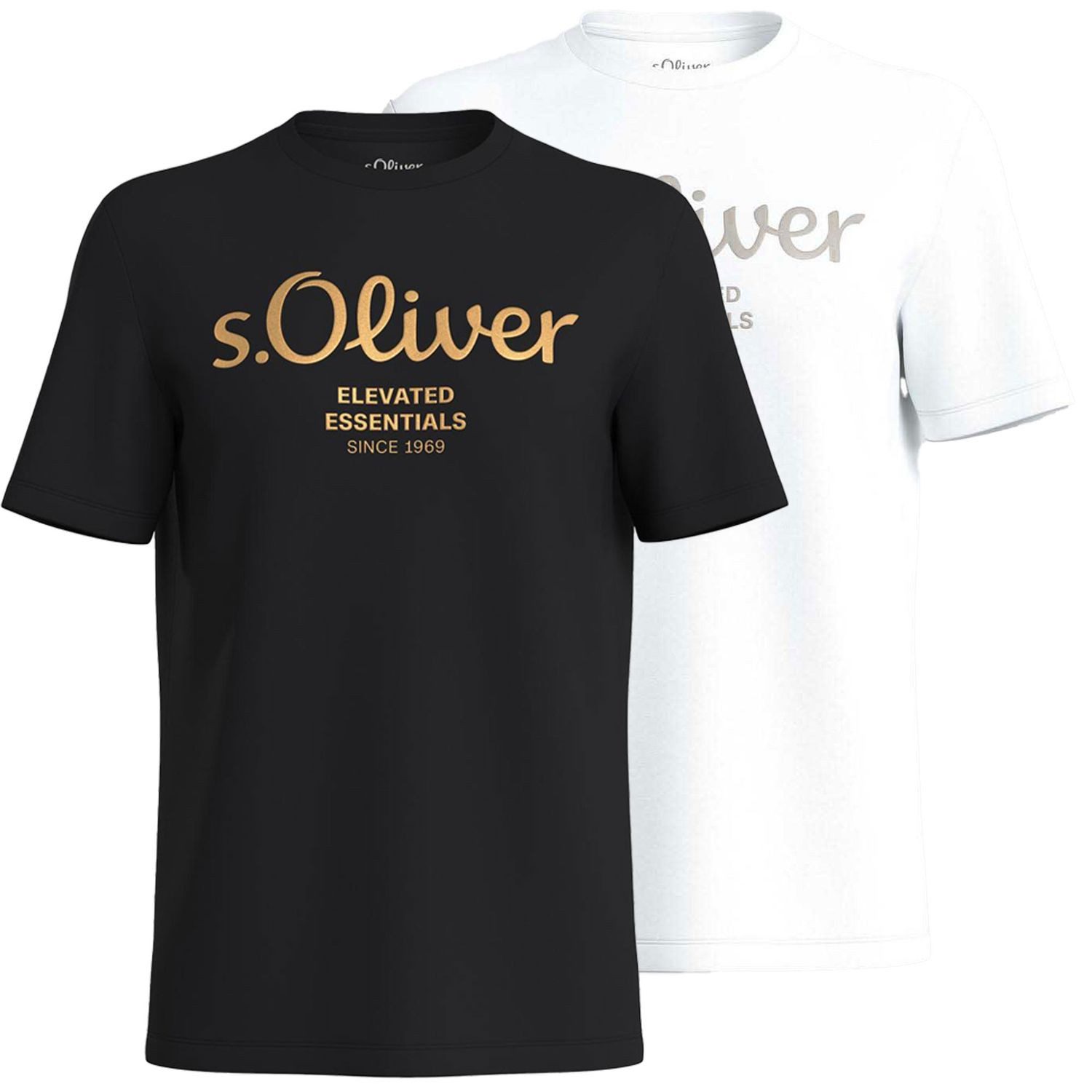 s.Oliver T-Shirt mit Metallic-Logo-Aufdruck im 2er günstig online kaufen
