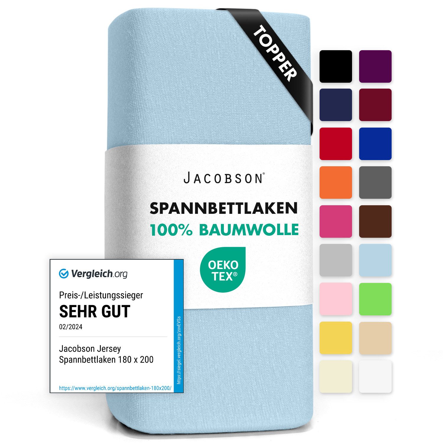 Jacobson Spannbettlaken TOPPER aus 100% Baumwolle, günstig online kaufen