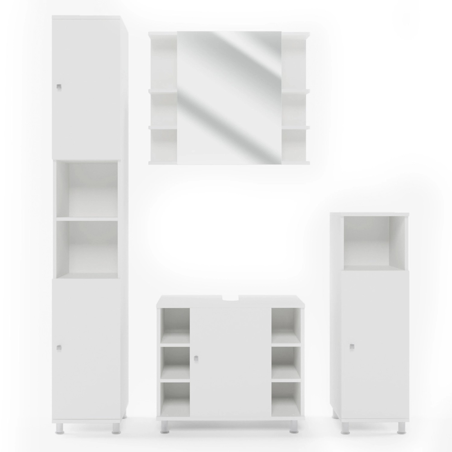 Vicco Badmöbel-Set Fynn, Weiß, 4 Teile, günstig online kaufen