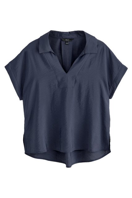 Next Blusenshirt Relaxed Fit Kurzarmtop mit V-Ausschnitt und Kragen (1-tlg) günstig online kaufen