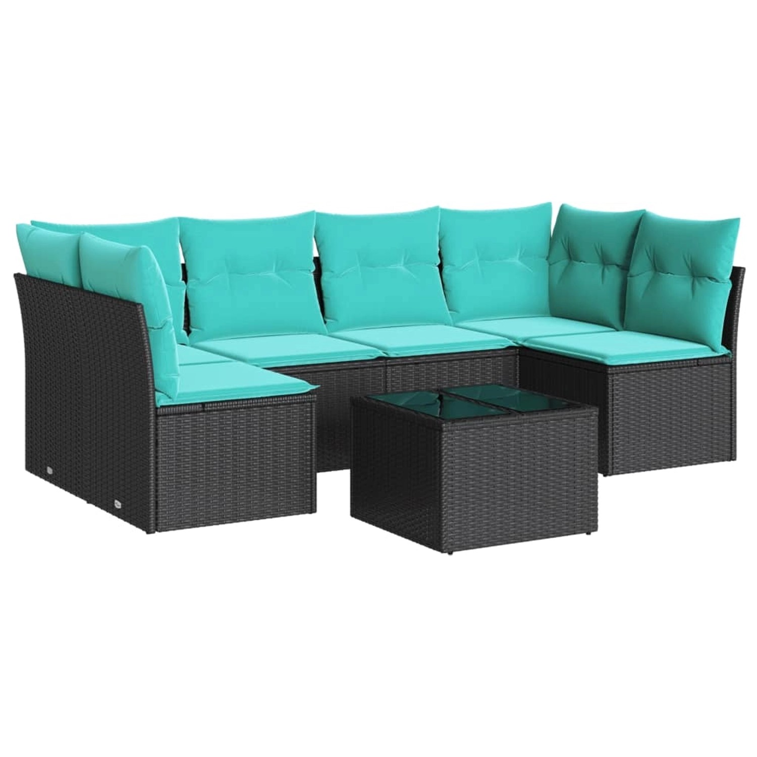 vidaXL 7-Tlg Garten-Sofagarnitur mit Kissen Schwarz Poly Rattan 3217397 günstig online kaufen