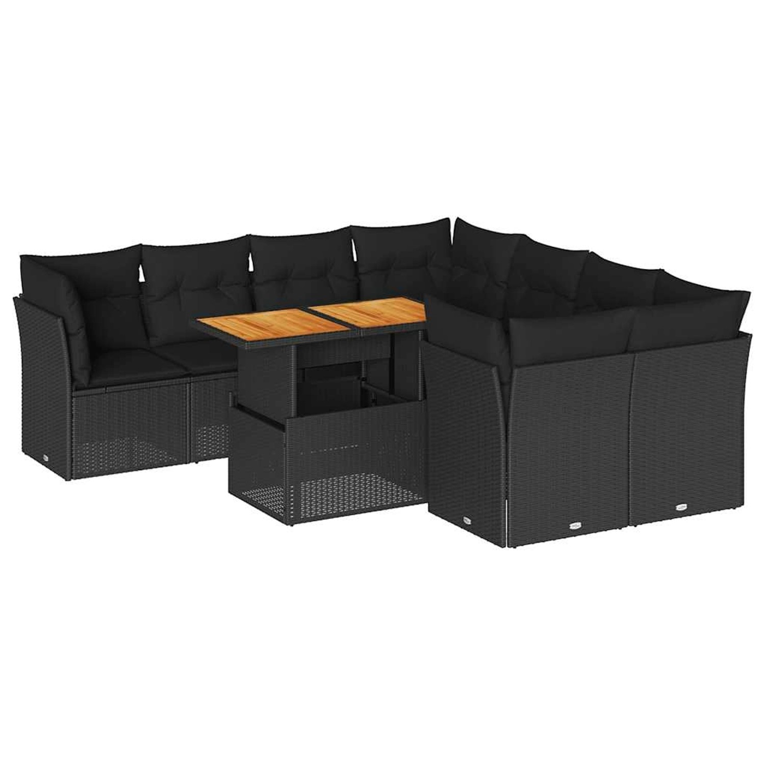 vidaXL 9-Tlg Garten-Sofagarnitur mit Kissen Schwarz Poly Rattan 3326904 günstig online kaufen
