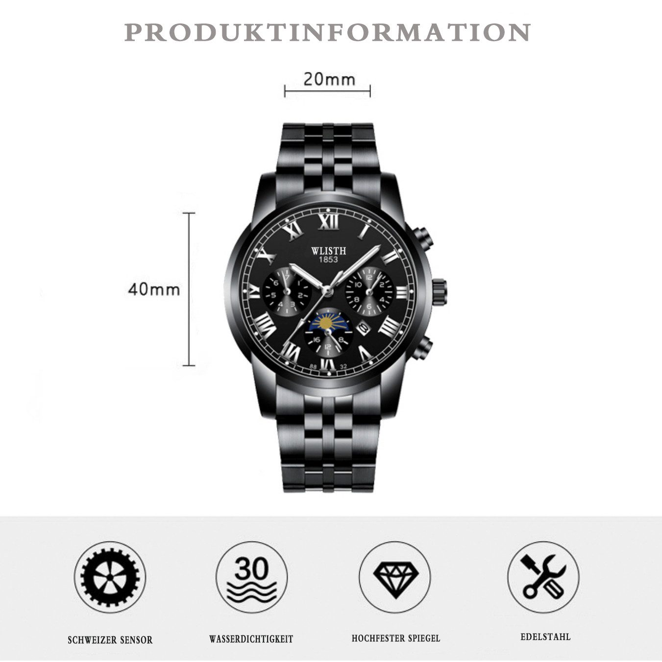 ibettertec Quarzuhr Quarzuhr Armbanduhr Edelstahl Herren günstig online kaufen