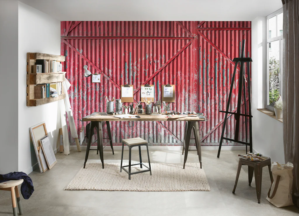 Architects Paper Fototapete »Iron Door Red«, Vlies, Wand, Schräge günstig online kaufen