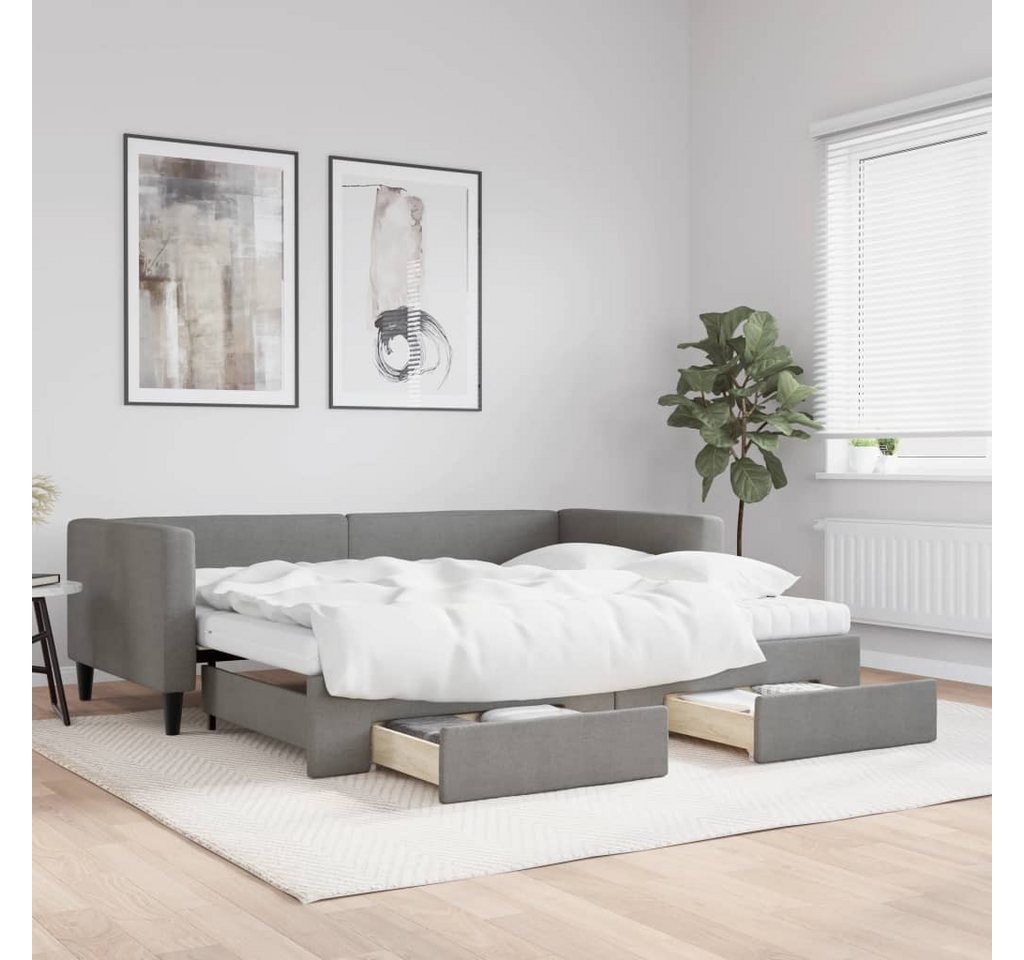 vidaXL Gästebett Tagesbett Ausziehbar mit Schubladen Dunkelgrau 90x200 cm S günstig online kaufen