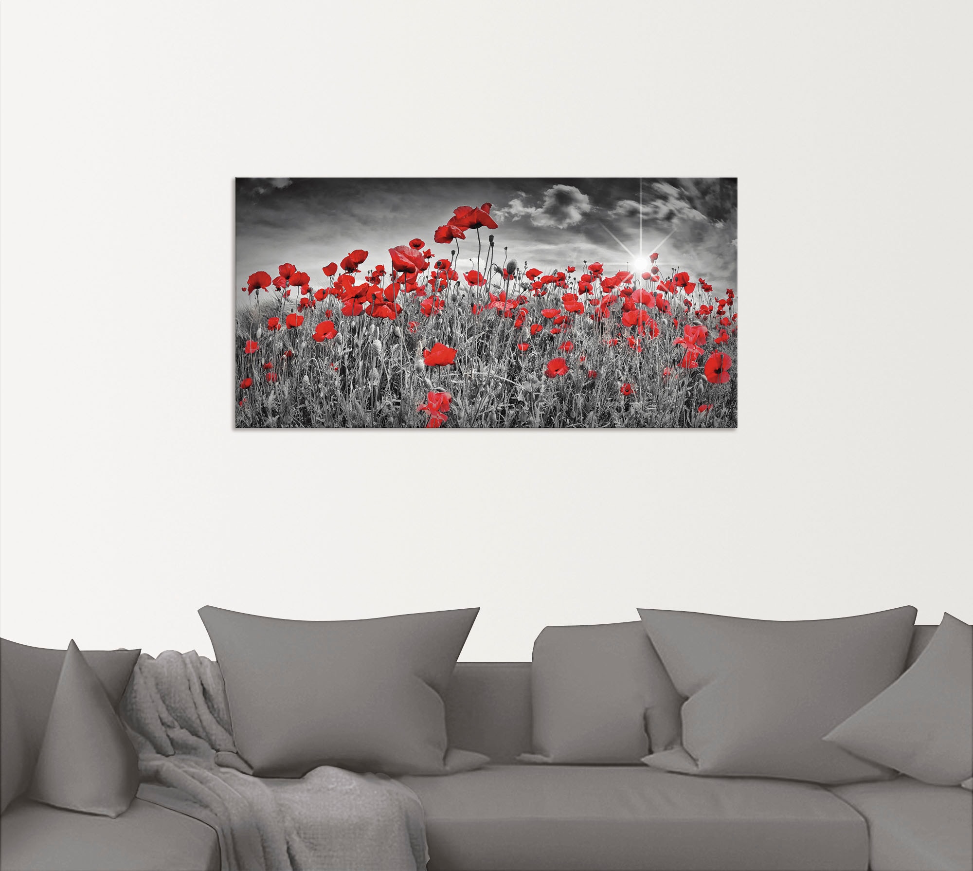 Artland Wandbild "Idyllisches Mohnblumenfeld mit Sonne", Blumen, (1 St.), a günstig online kaufen