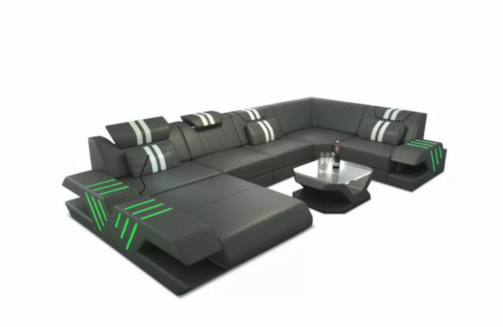 Sofa Dreams Wohnlandschaft Ledercouch Sofa Leder Venedig U Form Ledersofa, günstig online kaufen