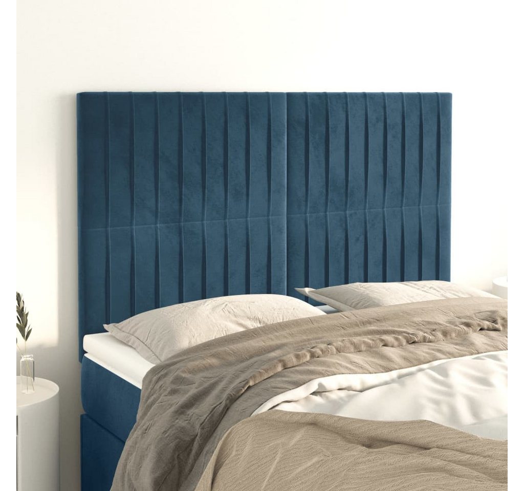 vidaXL Bett, Kopfteile 4 Stk. Dunkelblau 72x5x78/88 cm Samt günstig online kaufen