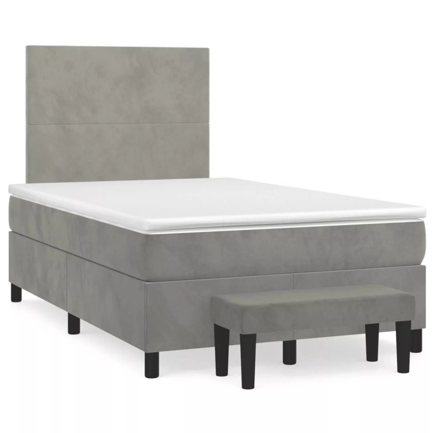 vidaXL Boxspringbett mit Matratze Hellgrau 120x200 cm Samt1357133 günstig online kaufen