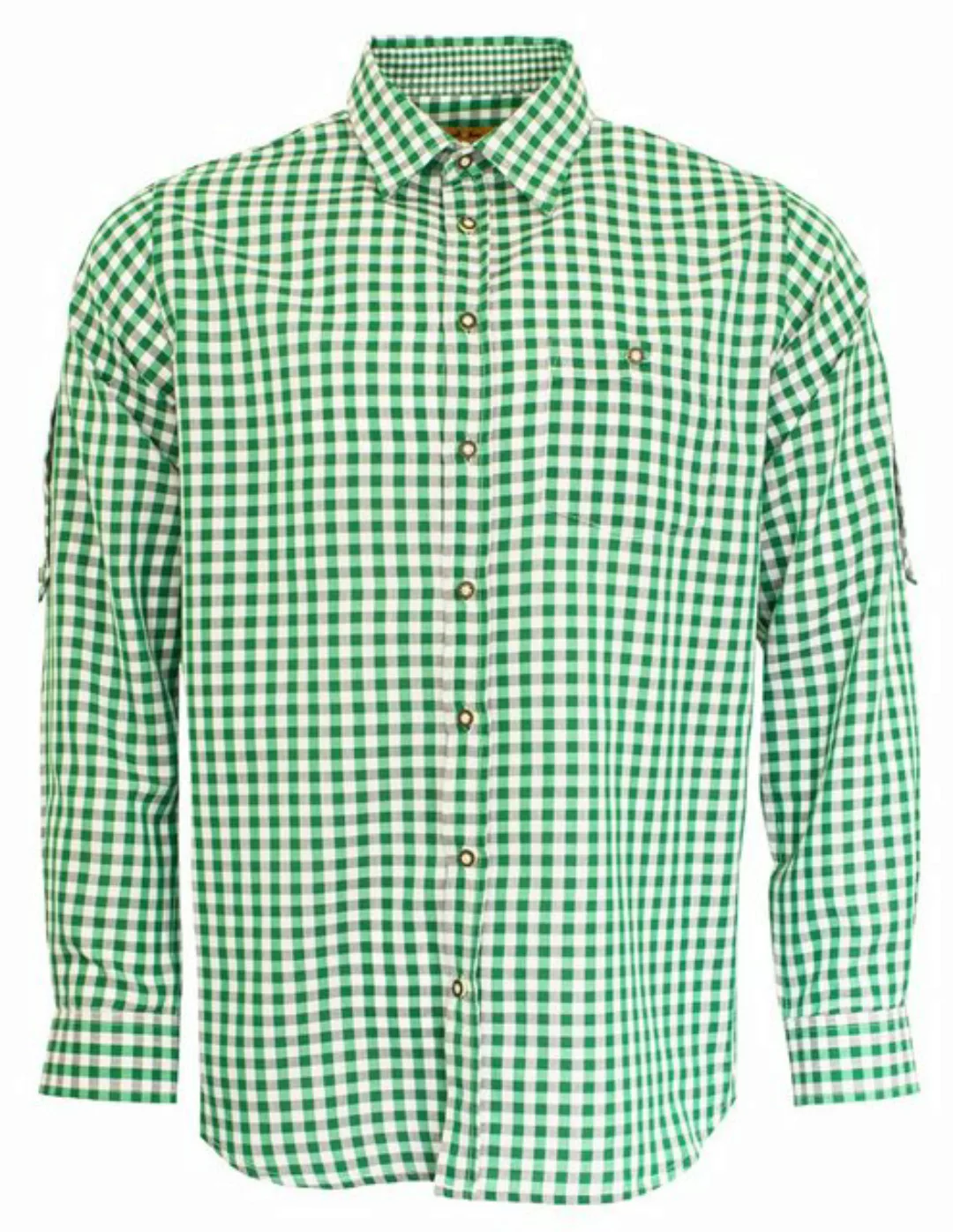 Maddox Trachtenhemd Slim Fit Herrenhemd 'Niels' Kariert, Grün Weiß günstig online kaufen