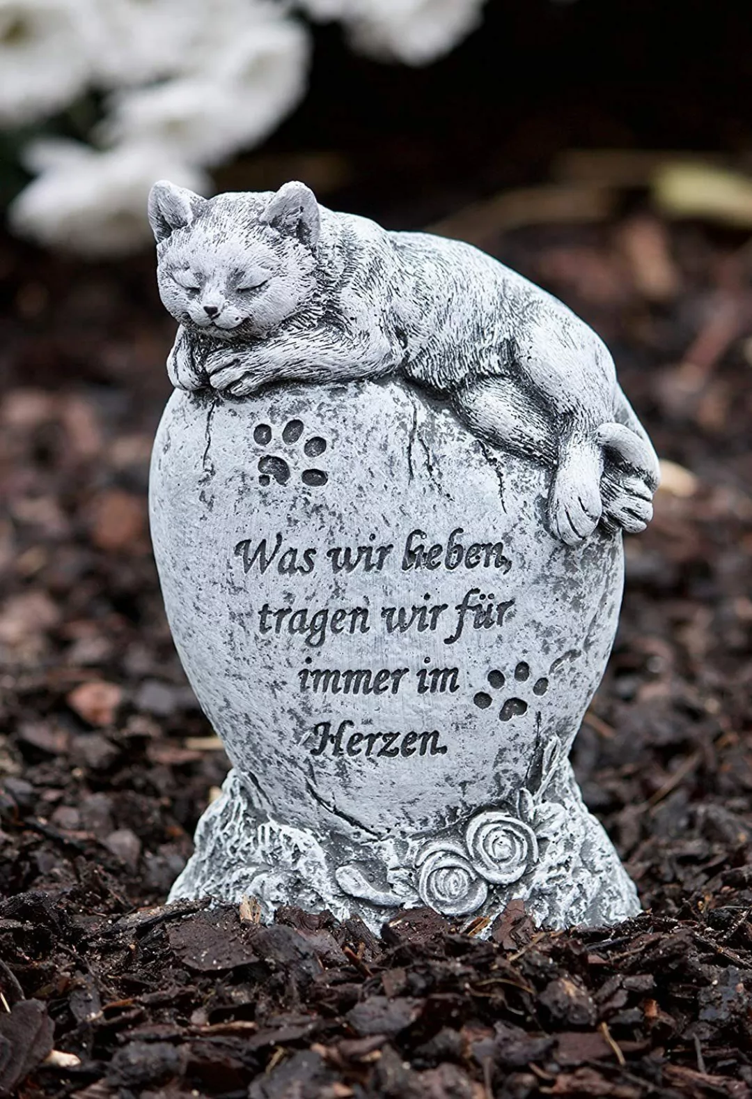Stone and Style Gartenfigur Grabstein Katze günstig online kaufen