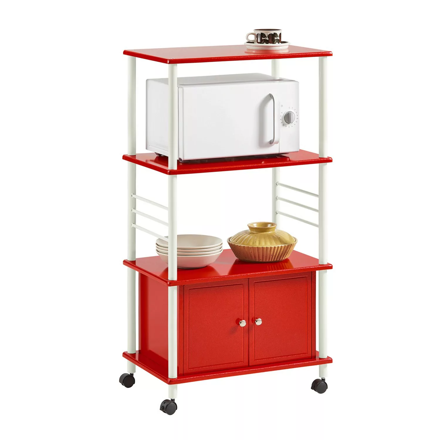 SoBuy® Küchenwagen Mikrowellenschrank Küchenregal stehend rot günstig online kaufen