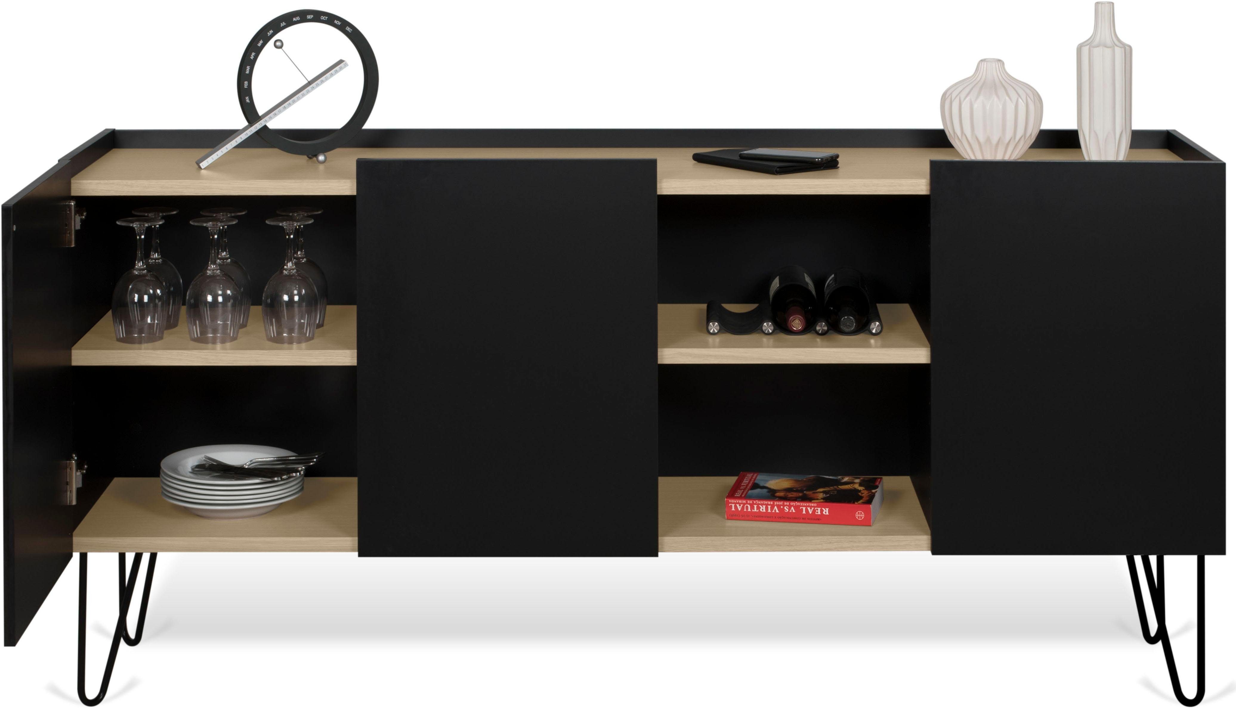 TemaHome Sideboard "Nina", Kommode, schwarz lackiertes Metallgestell; Breit günstig online kaufen