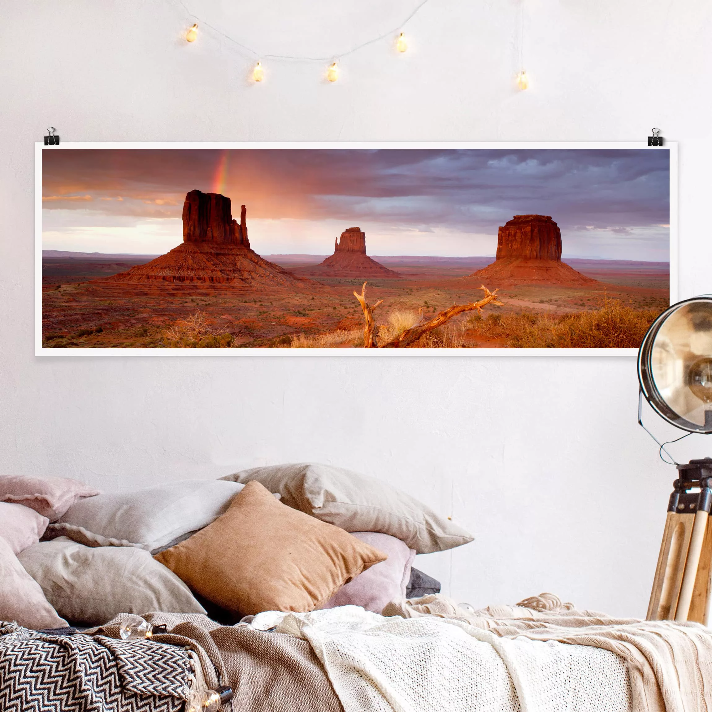 Panorama Poster Natur & Landschaft Monument Valley bei Sonnenuntergang günstig online kaufen