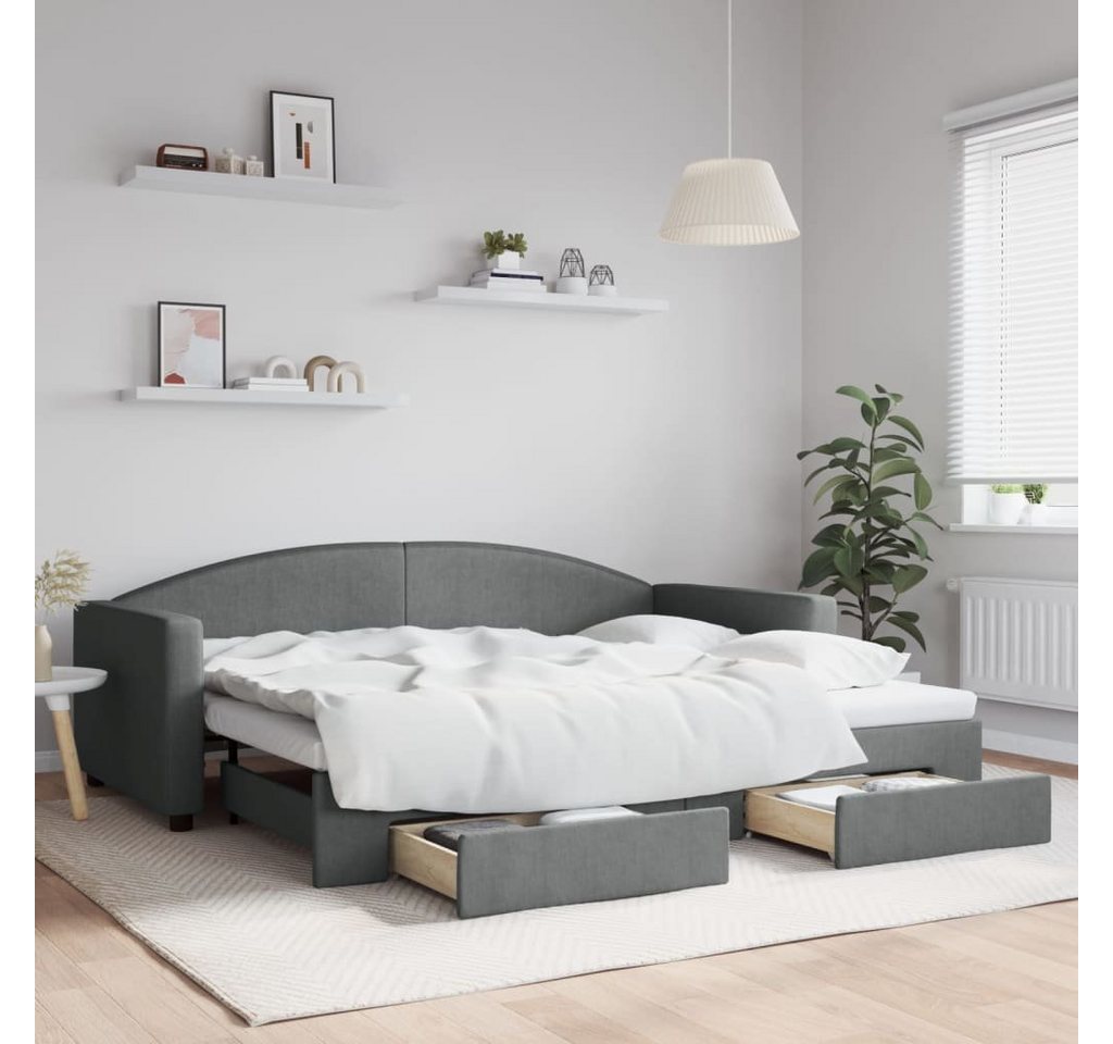 furnicato Bett Tagesbett Ausziehbar mit Schubladen Dunkelgrau 90x200 cm Sto günstig online kaufen