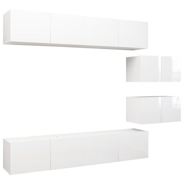 vidaXL TV-Schrank 6-tlg TV-Schrank-Set Hochglanz-Weiß Spanplatte günstig online kaufen