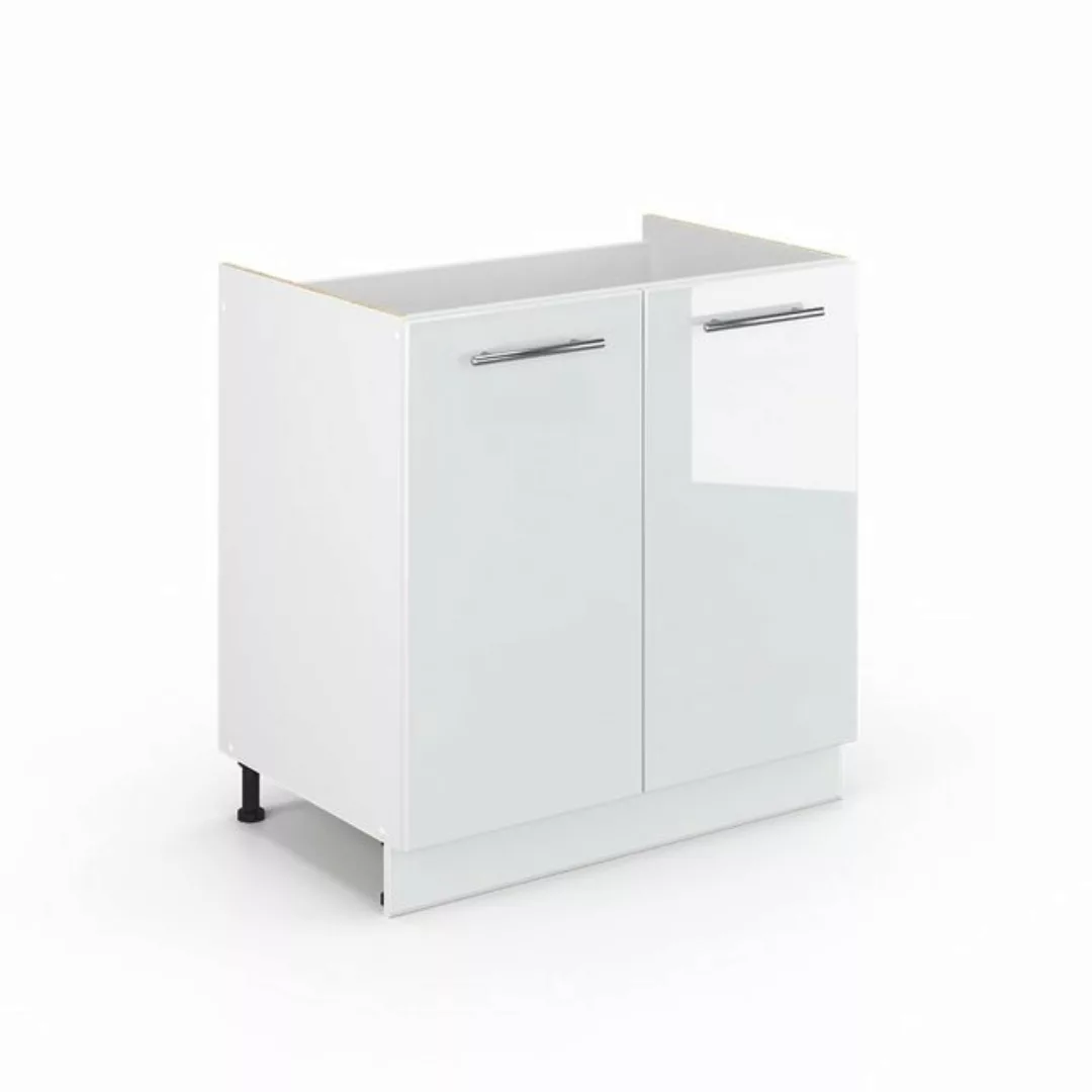 Vicco Spülenunterschrank Fame-Line, Weiß Hochglanz/Weiß, 80 cm, AP Eiche günstig online kaufen