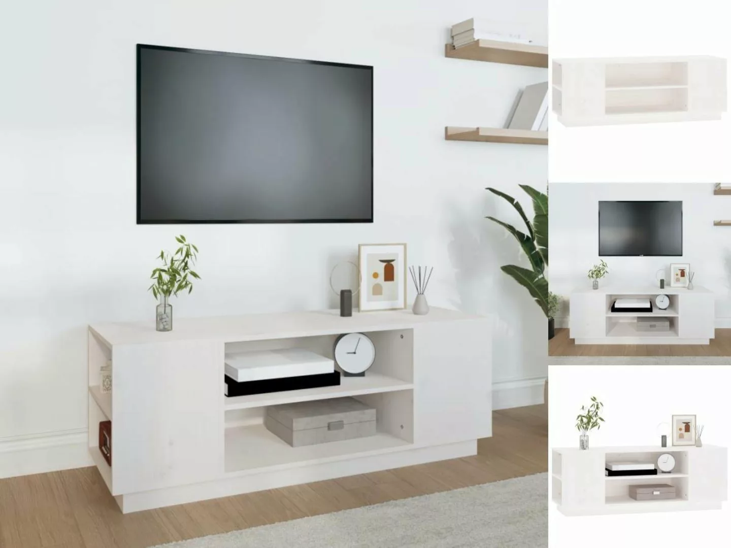 vidaXL TV-Schrank TV-Schrank Weiß 110x35x40,5 cm Massivholz Kiefer Lowboard günstig online kaufen