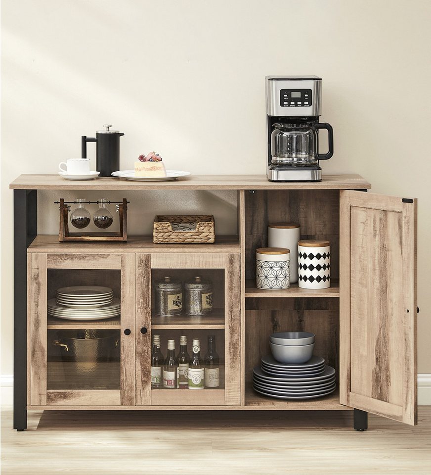 VASAGLE Buffet Küchenschrank Kommode, 110 x 33 x 75 cm, mit 3 Türen günstig online kaufen