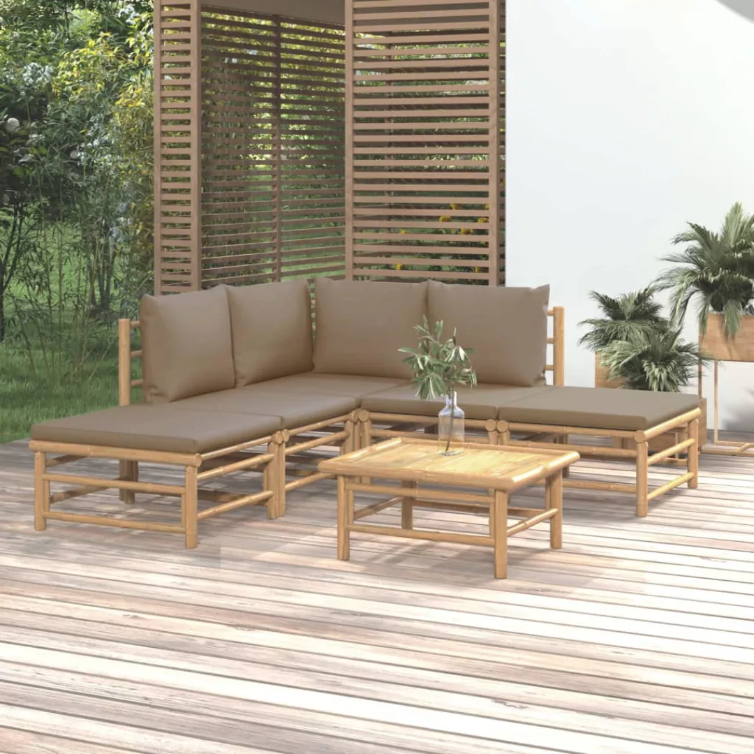 Vidaxl 6-tlg. Garten-lounge-set Mit Kissen Taupe Bambus günstig online kaufen