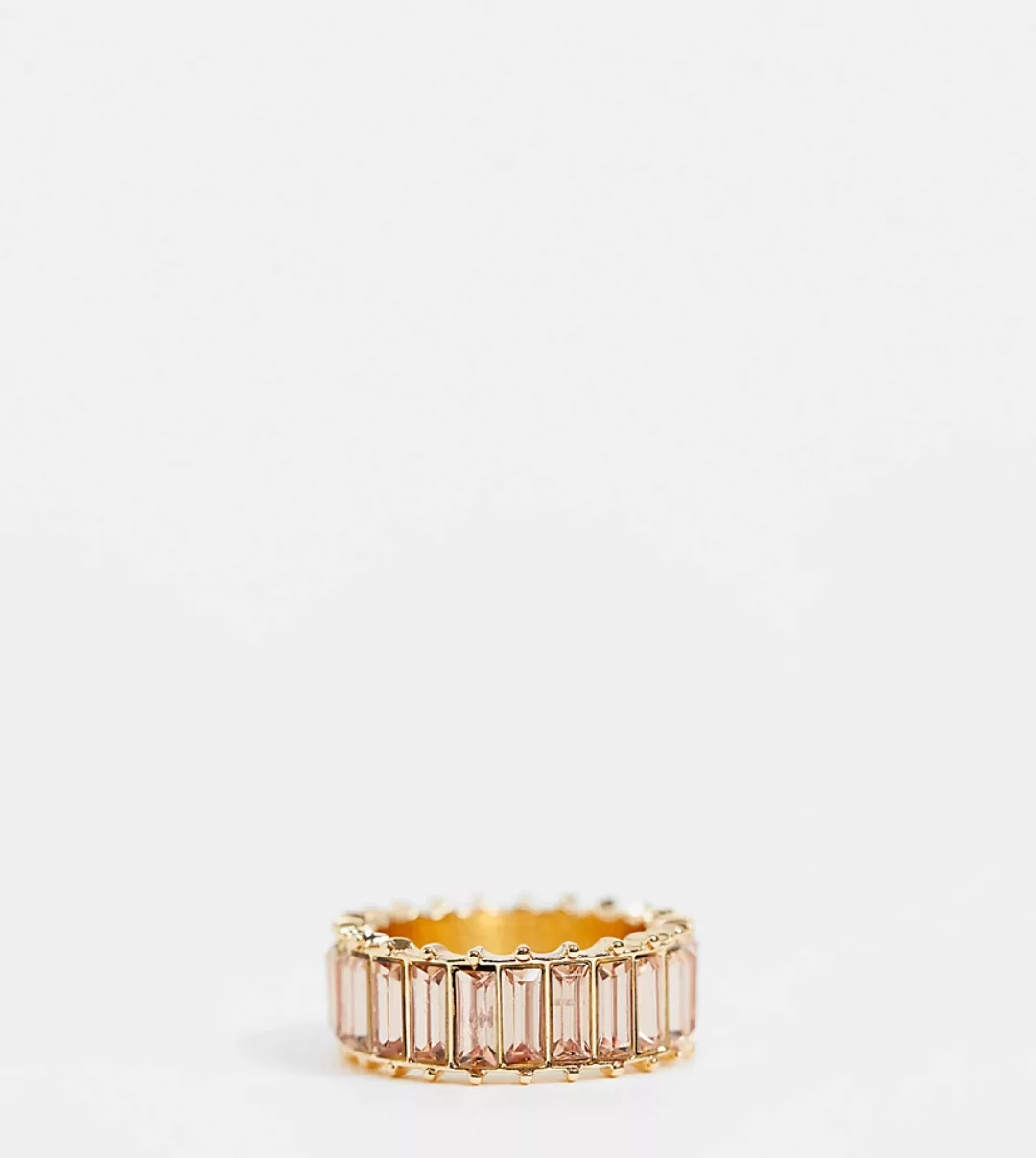 ASOS DESIGN Curve – Goldfarbener Ring mit Steinen im Baguette-Schliff günstig online kaufen