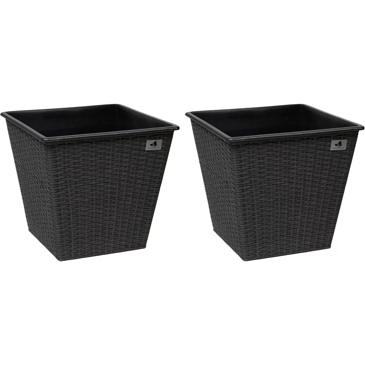 Gartenfreude Pflanzkübel 2er Set Polyrattan Pflanztöpfe anthrazit günstig online kaufen