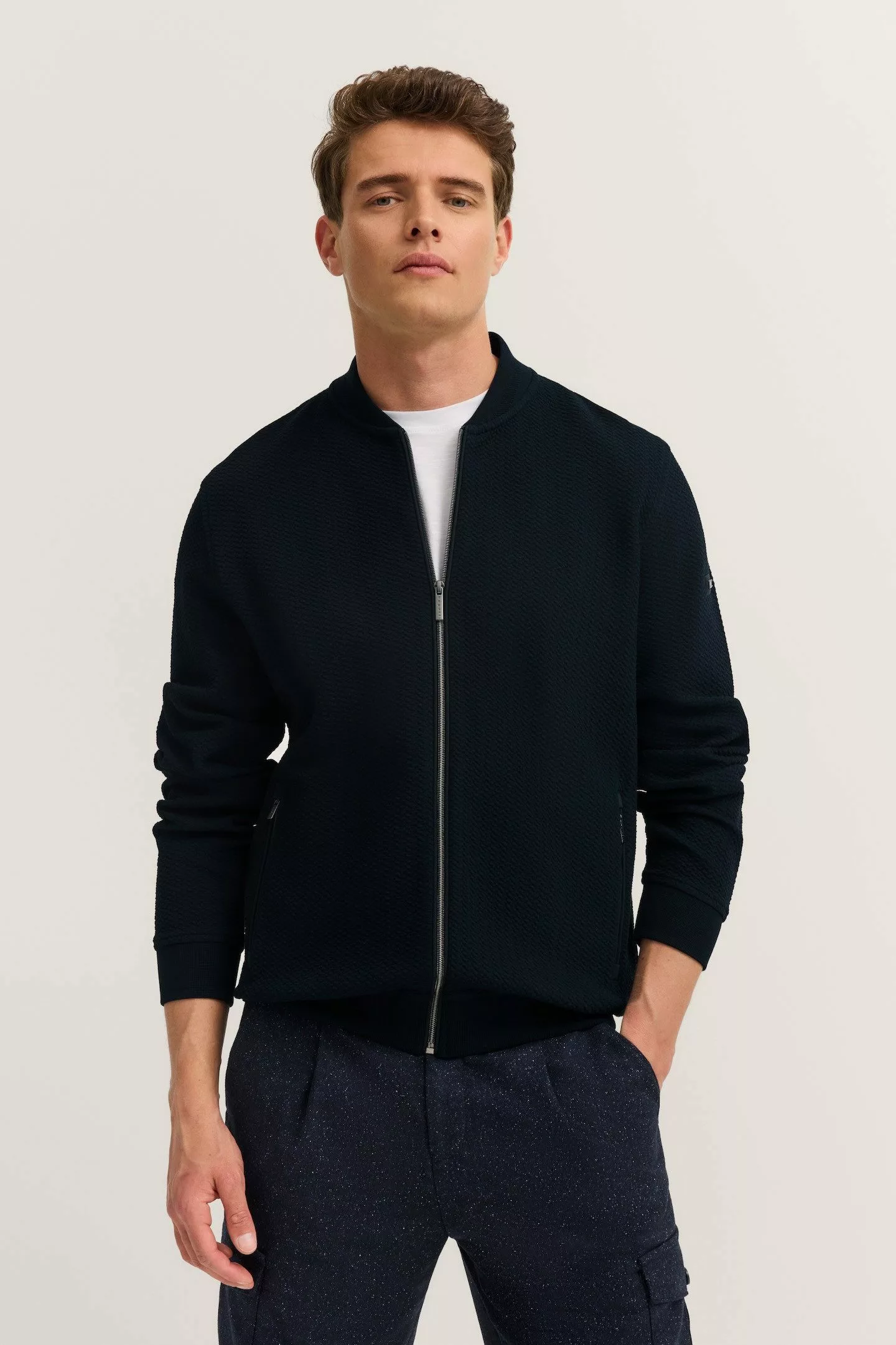 bugatti Sweatjacke Modern Fit mit Collegekragen günstig online kaufen