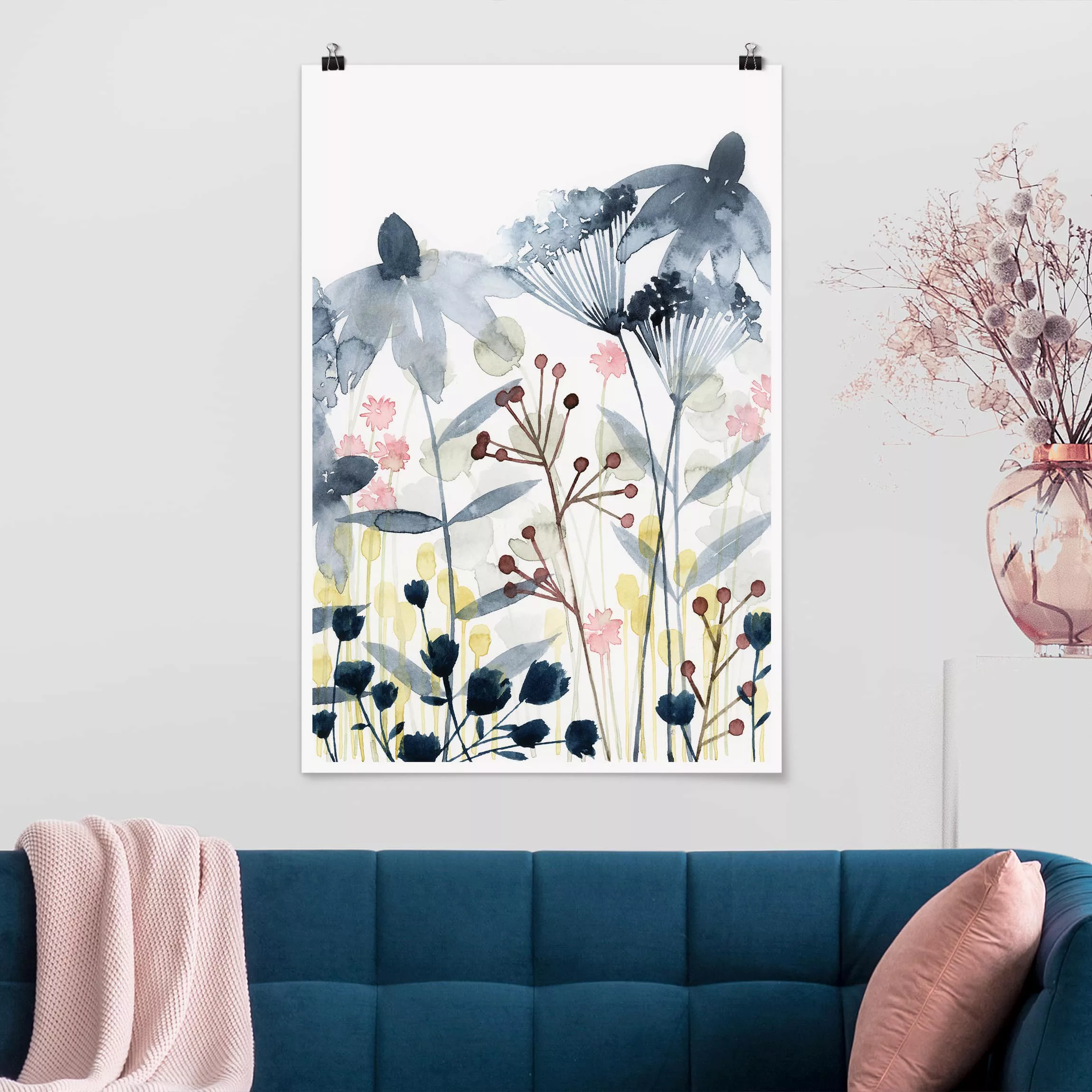 Poster Blumen - Hochformat Wildblumen Aquarell II günstig online kaufen